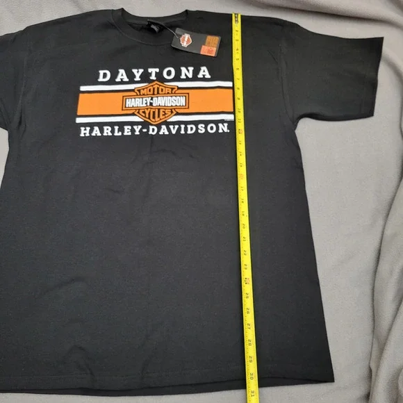 HARLEY DAVIDSON Shirt XL Black Orange Daytona FL Teddy Morse ColorBlock Logo New - Picture 3 of 10